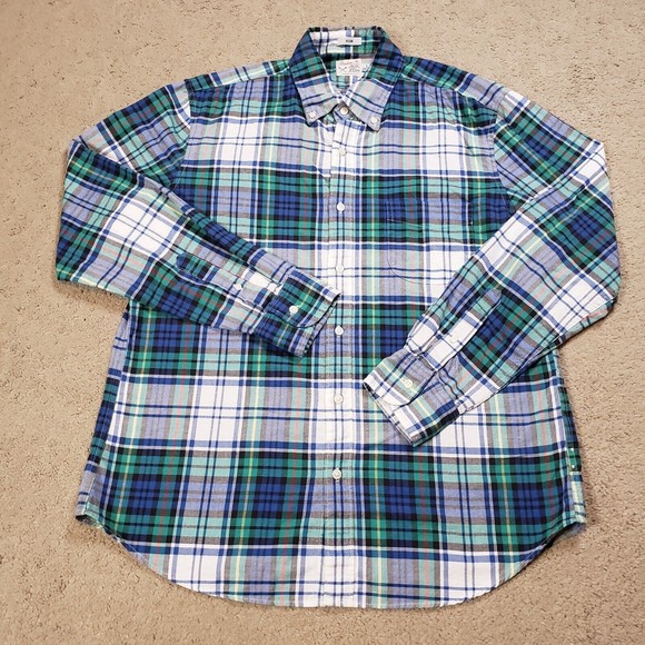 J. Crew Other - J Crew Shirt Mens Large Button Up Green Blue Broken In Oxford Slim Casual Recent